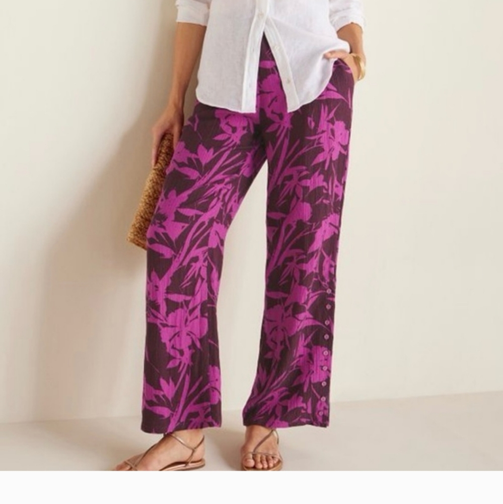 Soft Surroundings Oceo Gauze Wideleg Pants In Tropical Fuchsia Size Extra Large